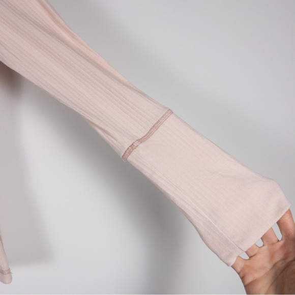 Intimately Free People Pink Ribbed Rickie Long Sleeve Mock Neck Top - Picture 7 of 12